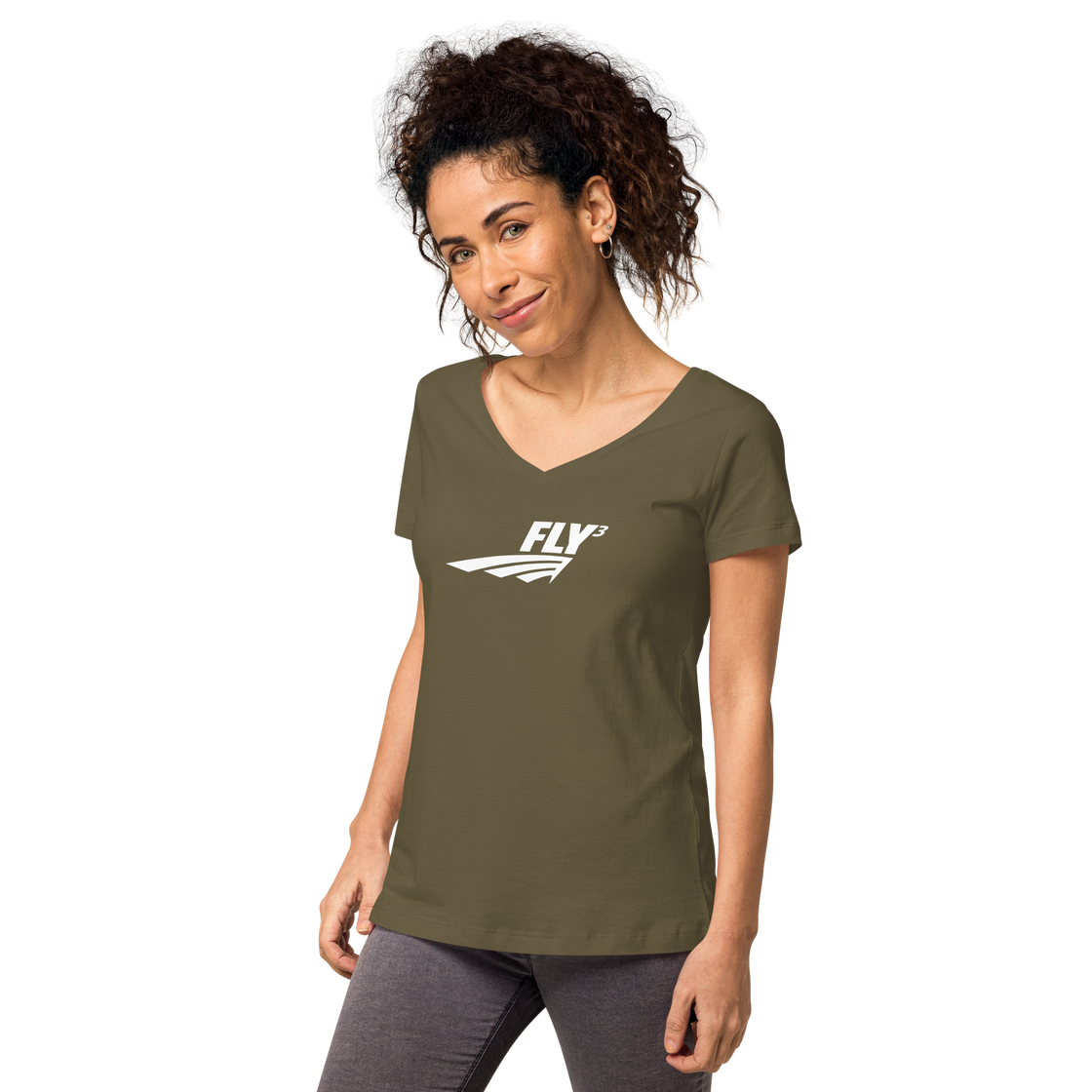 FLY³ Women’s fitted v-neck t-shirt | Flycube