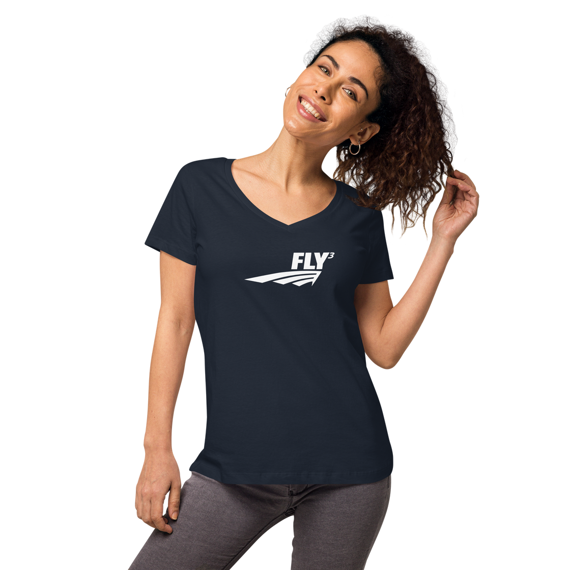 FLY³ Women’s fitted v-neck t-shirt | Flycube